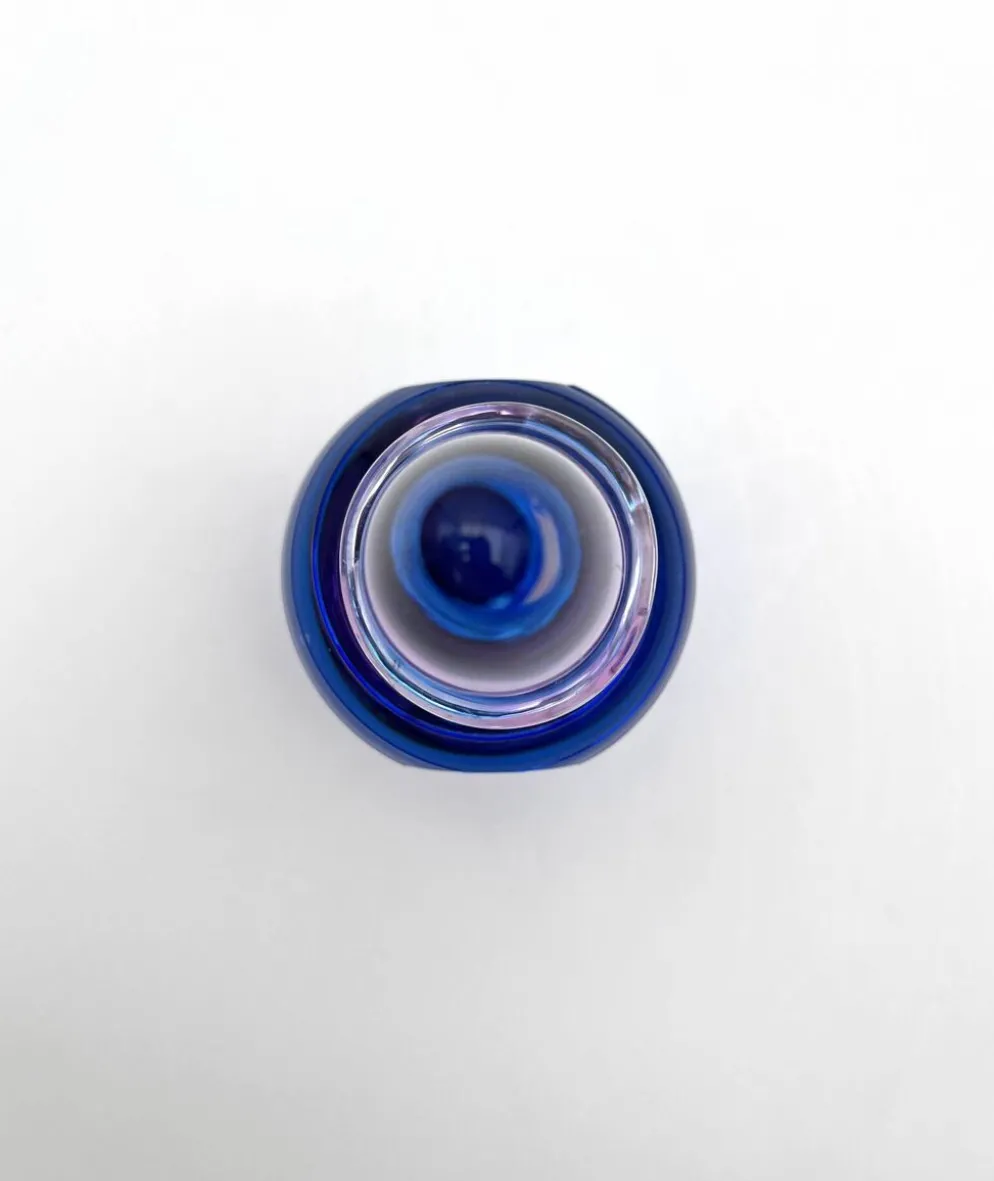 Flacon Parfum Murano Sommerso Signé Filets Verre Faces Polies 19cm