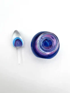 Flacon Parfum Murano Sommerso Signé Filets Verre Faces Polies 19cm