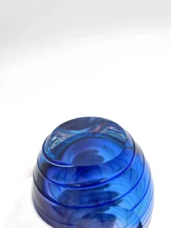 Flacon Parfum Murano Sommerso Signé Filets Verre Faces Polies 19cm