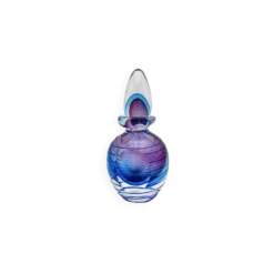 Flacon Parfum Murano Sommerso Signé Filets Verre Faces Polies 19cm