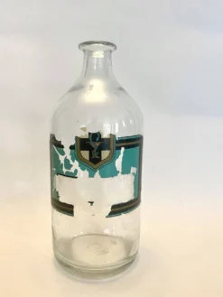 Flacons d’officine 1900, verre et étiquette