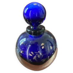 Flacon verre soufflé - bleu nuit - vintage