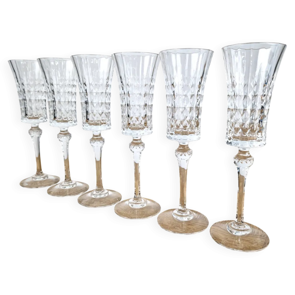 6 flûtes à champagne 15cl Lady Diamond Cristal d'Arques