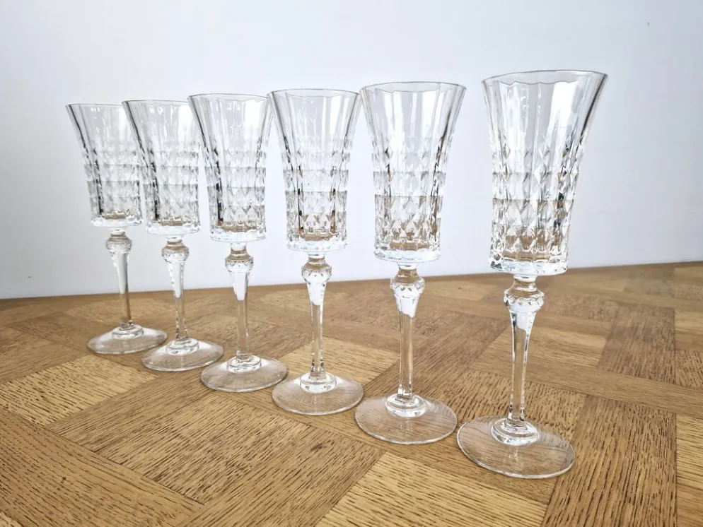 6 flûtes à champagne 15cl Lady Diamond Cristal d'Arques