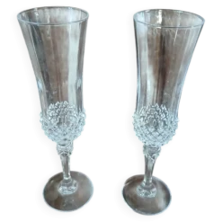 2 flûtes à champagne en cristal