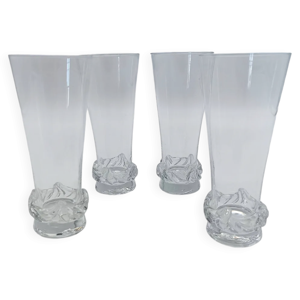 4 flûtes à champagne en cristal de Daum france modèle Sorcy