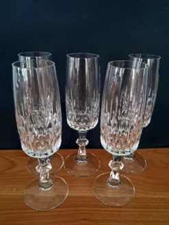 5 flûtes à champagne en cristal Schott Zwiesel années 70/80