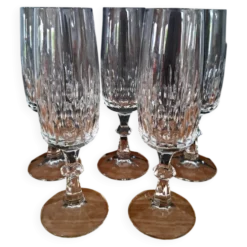 5 flûtes à champagne en cristal Schott Zwiesel années 70/80