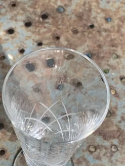 6 flûtes à champagne en verre et cristal ciselé transparent vintage