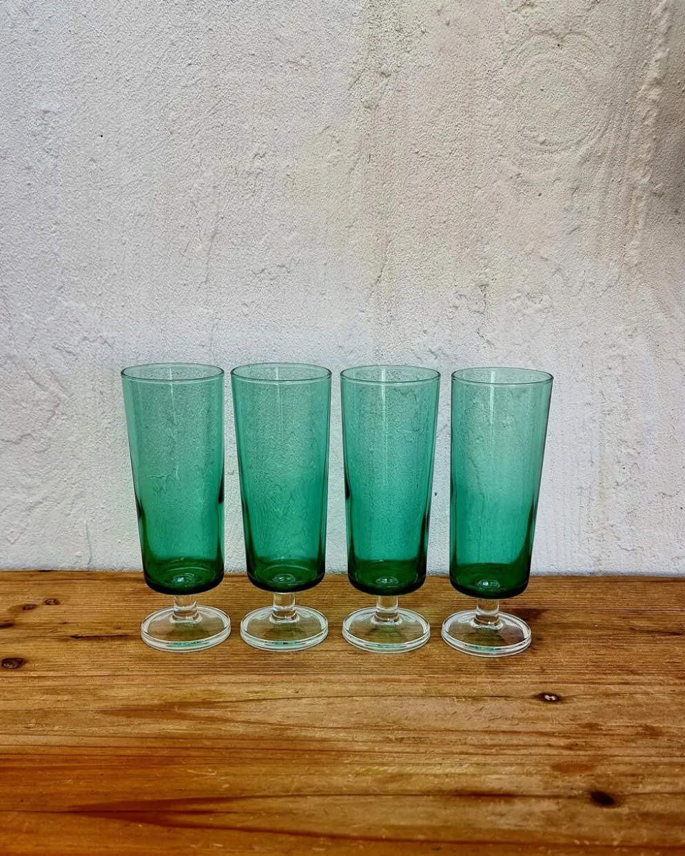 4 flûtes à champagne Luminarc Cavalier vertes vintage années 70