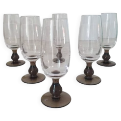 Flûtes champagne pieds en verre marron fumé