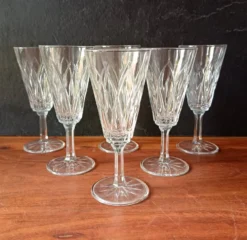 6 FLÛTES champagne verre transparent vintage VMC Reims France