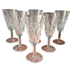 6 FLÛTES champagne verre transparent vintage VMC Reims France