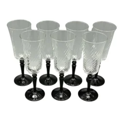 7 flûtes pied noir vintage modèle onyx de luminarc france