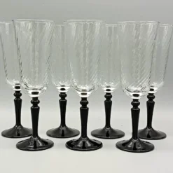 7 flûtes pied noir vintage modèle onyx de luminarc france