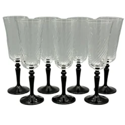 7 flûtes pied noir vintage modèle onyx de luminarc france