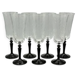 7 flûtes pied noir vintage modèle onyx de luminarc france