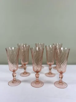 8 flûtes vintage Rosaline