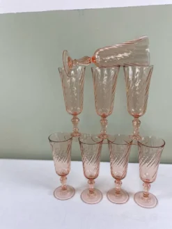 8 flûtes vintage Rosaline