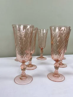 8 flûtes vintage Rosaline