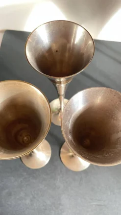 6 Flutes Champagne Laiton Argenté Vintage