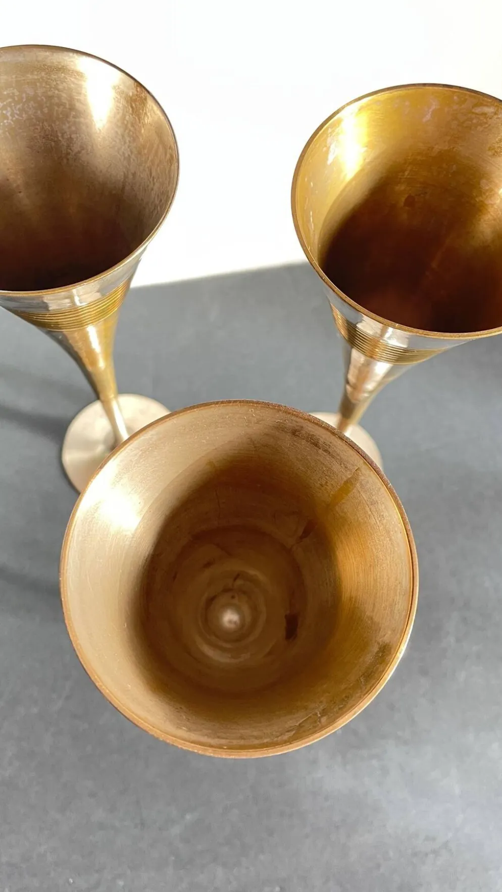 6 Flutes Champagne Laiton Argenté Vintage