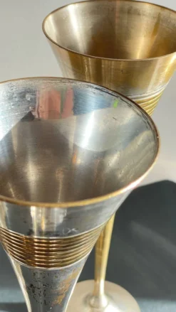 6 Flutes Champagne Laiton Argenté Vintage
