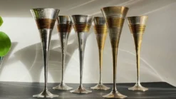 6 Flutes Champagne Laiton Argenté Vintage