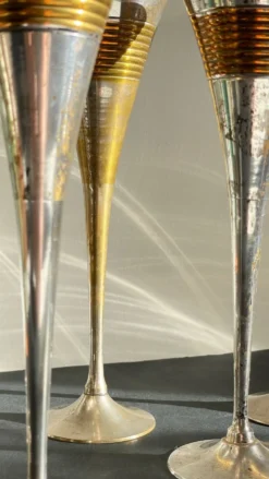 6 Flutes Champagne Laiton Argenté Vintage