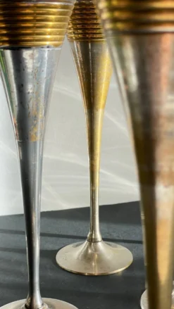 6 Flutes Champagne Laiton Argenté Vintage