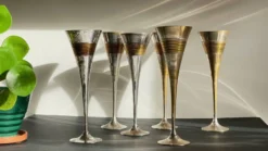 6 Flutes Champagne Laiton Argenté Vintage