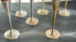 6 Flutes Champagne Laiton Argenté Vintage