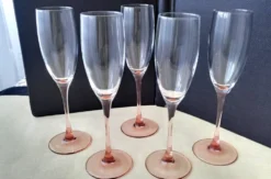 5 Flutes à champagne Luminarc jambe rose