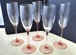 5 Flutes à champagne Luminarc jambe rose