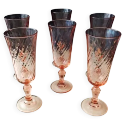 6 Flutes à champagne Luminarc Modèle Rosaline Vintage