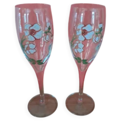 2 flutes à champagne Perrier Jouet années 80