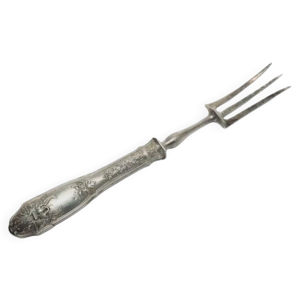 Fourchette à rôtir en argent classique, France, années 1880