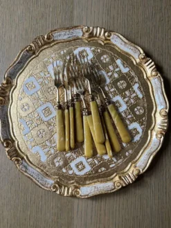10 fourchettes anciennes dorées pour entremet, fromage