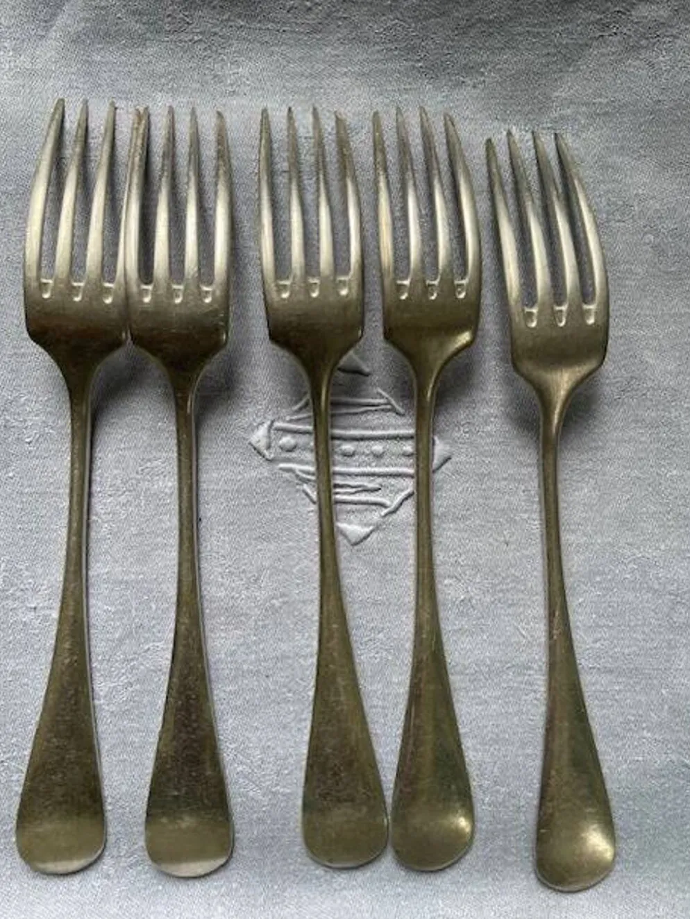 5 fourchettes en métal argenté Alfénide Christofle