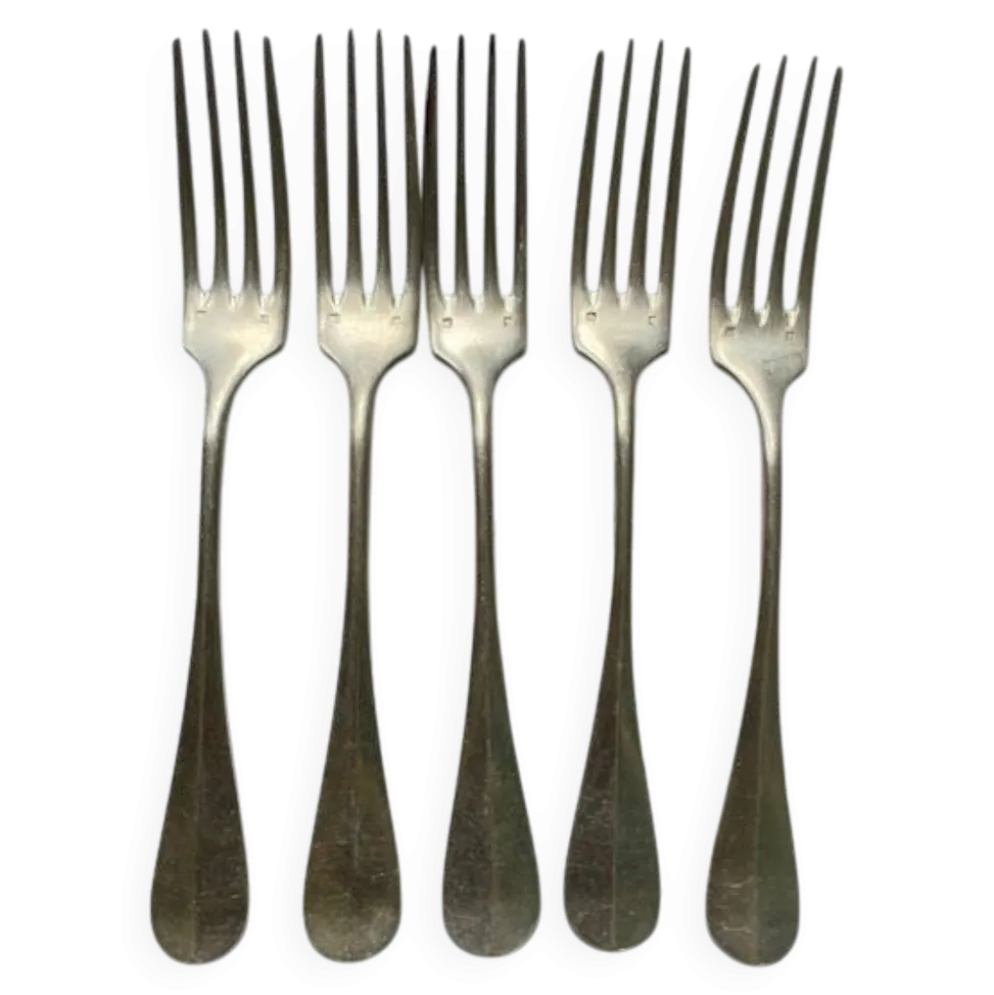 5 fourchettes en métal argenté Alfénide Christofle