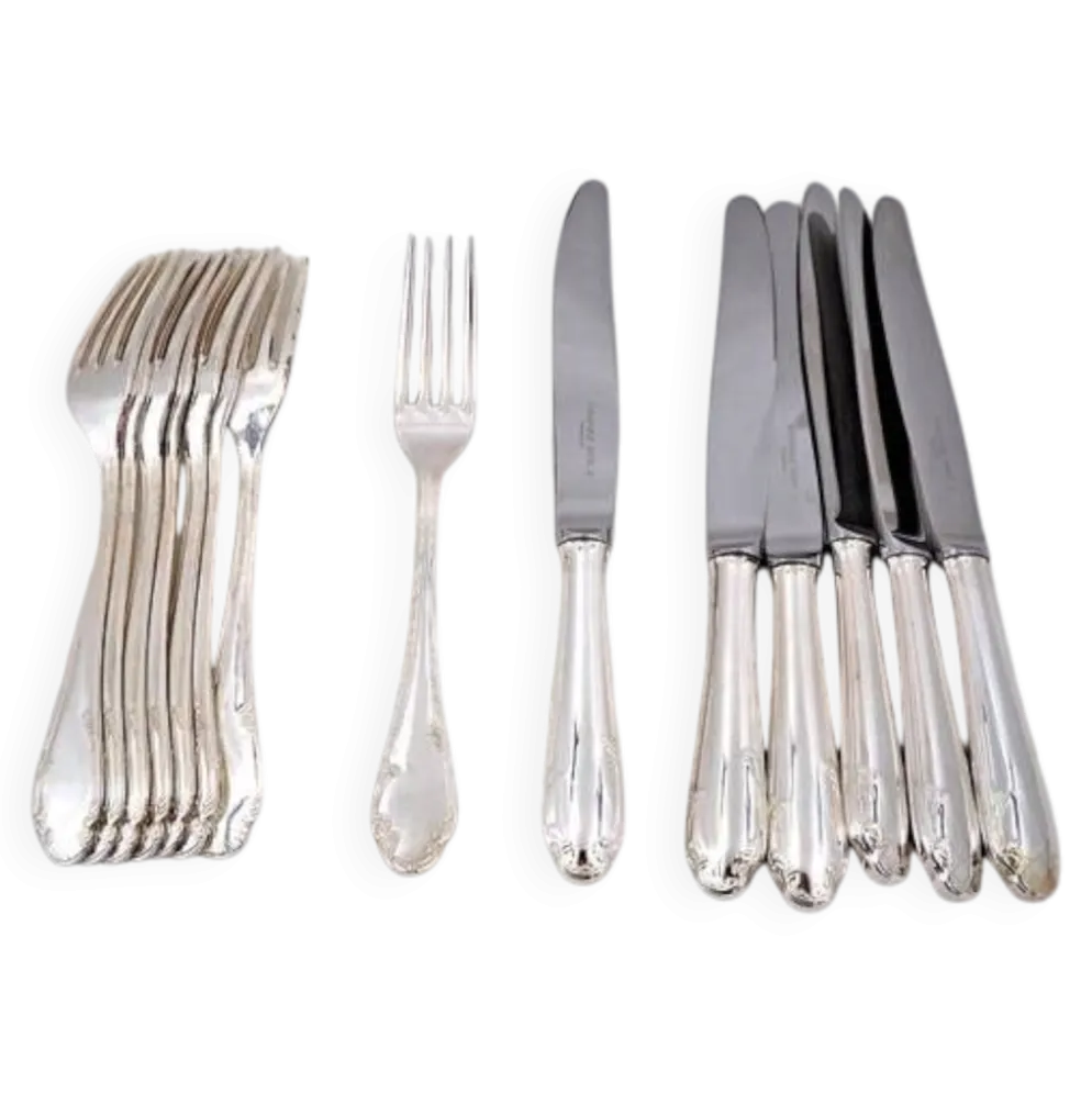 8 fourchettes et 6 couteaux de table Christofle Hotel