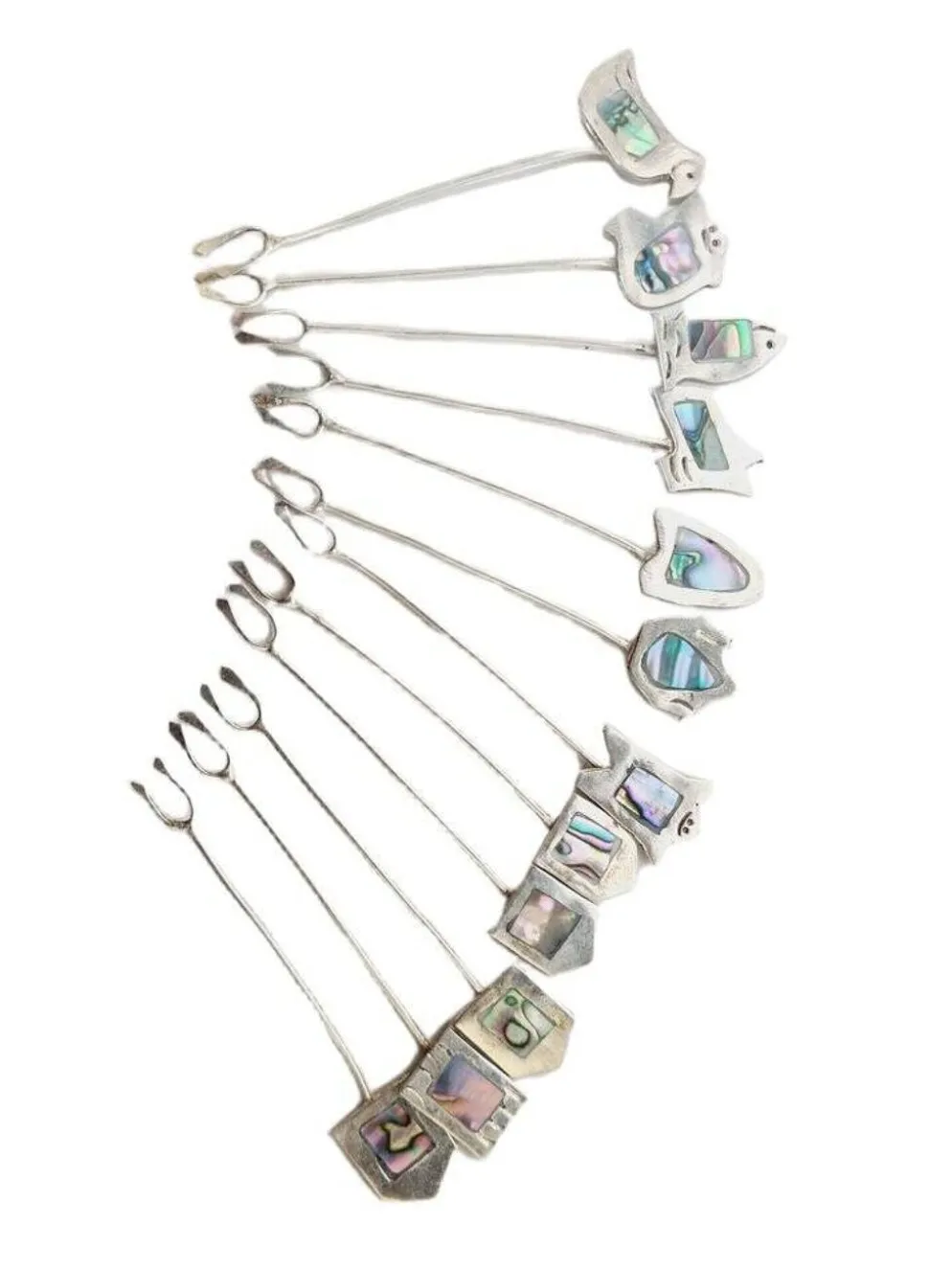 Fourchettes à hareng en argent Art Déco, Grèce, années 1960, ensemble de 12