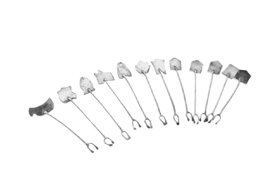 Fourchettes à hareng en argent Art Déco, Grèce, années 1960, ensemble de 12