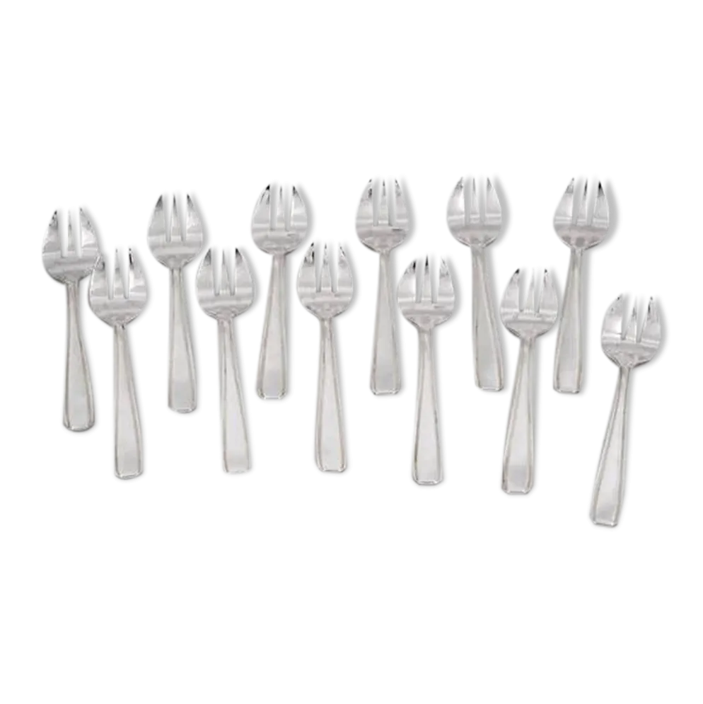 12 fourchettes à huitres Art Déco Ercuis en métal argenté