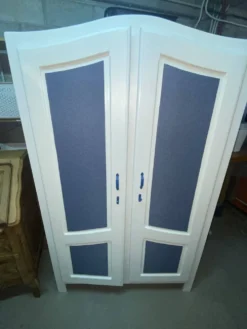 Garde robe Relookée Blanc/ Tissus Jean(Style Campagne - Shabby Chic)