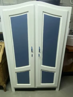 Garde robe Relookée Blanc/ Tissus Jean(Style Campagne - Shabby Chic)