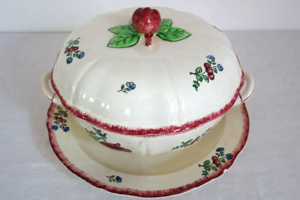 Gien Faïence modèle Lorraine grande soupière et plat