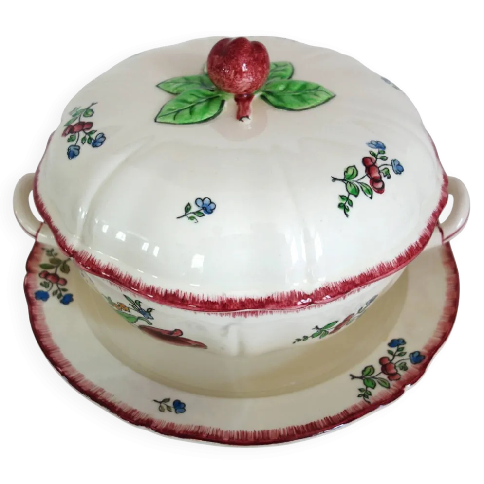 Gien Faïence modèle Lorraine grande soupière et plat