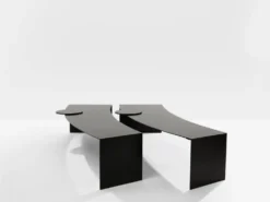 Gilles Derain paire de tables basses métal édition Lumen 1986