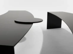 Gilles Derain paire de tables basses métal édition Lumen 1986